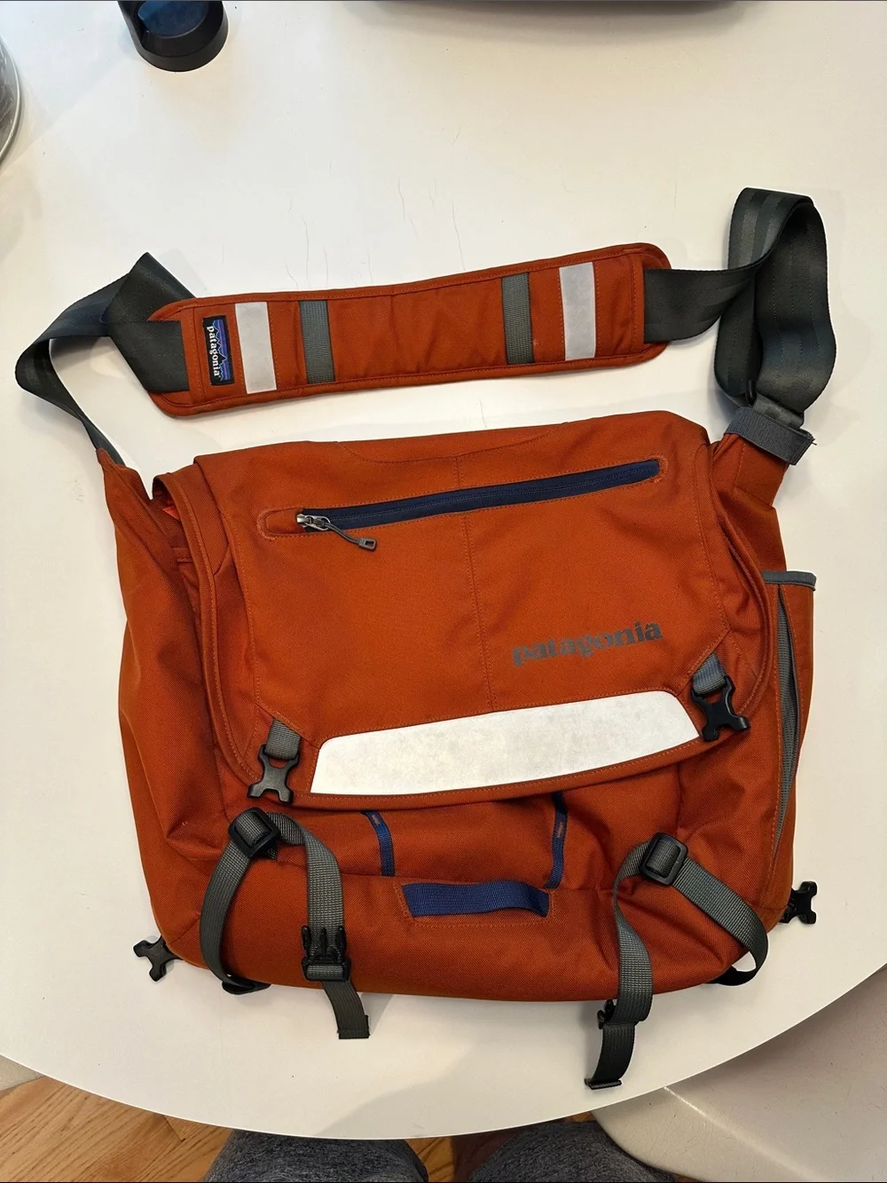 Patagonia Orange Men’s Messenger Bag with Reflective Accent